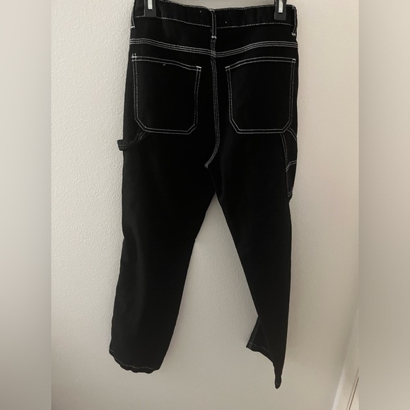 S.O.N.G. 100% Cotton Black Carpenter Style Pant With White Stitching Size 7 EUC - Picture 7 of 11